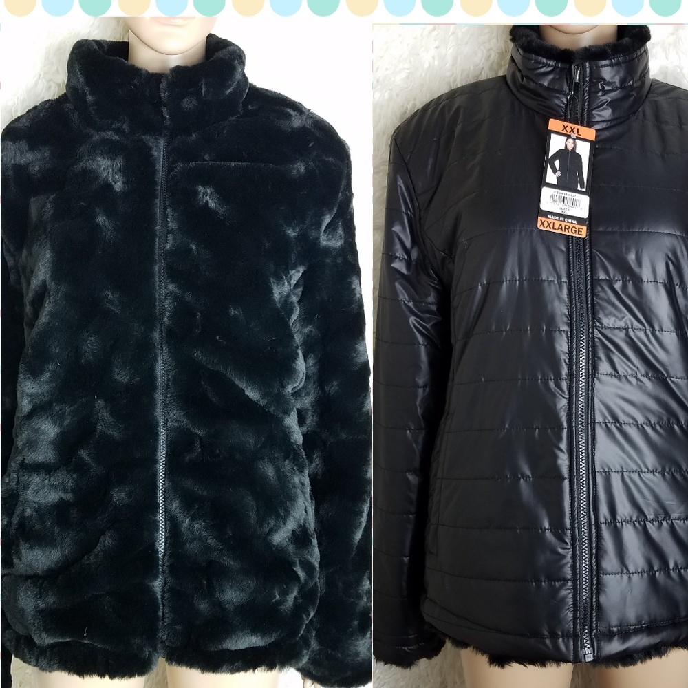 NWT Nicole Miller faux fur waterproof jacket -XXL